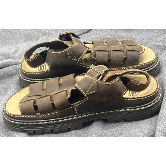 Vintage Skechers Fisherman Sandals Jammers Mens 10 Brown Leather Y2K Chunky New main image 5